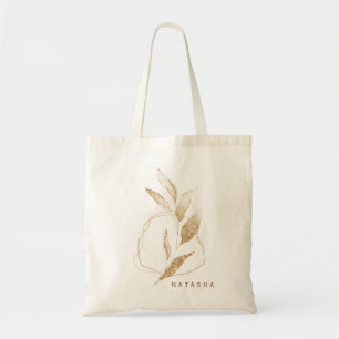 Moderne Goldene Botanische Blatt Brautjungfer Tragetasche