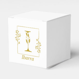Moderne Goldene Botanische Buchstabe I Personalisi Geschenkschachtel