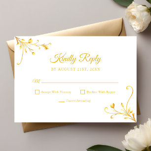 Moderne goldene florale minimalistische Quinceaner RSVP Karte