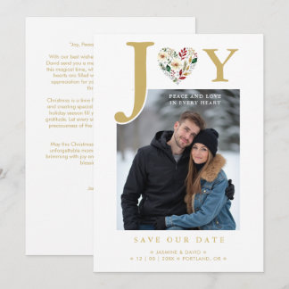 Moderne Goldene Freude Festliche Florale Herz Foto Save The Date
