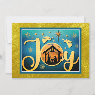 Moderne Goldene "FREUDE" Weihnachts-Silhouette Geb Feiertagskarte
