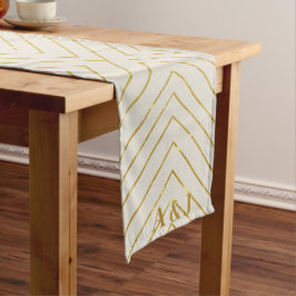 Moderne goldene geometrische Design Monogramm Hoch Mittelgroßer Tischläufer