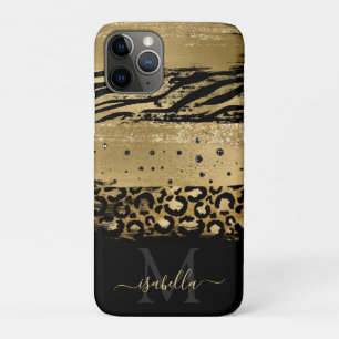 Moderne goldene Glitter-Schrift Monogramm Case-Mate iPhone Hülle