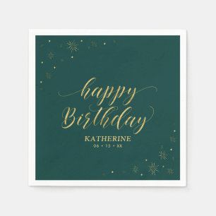 Moderne goldene Glitzer-Happy-Birthday-Papierparty Serviette