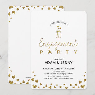 Moderne Goldene Herz-Hochzeitseinladung zur Verlob Einladung