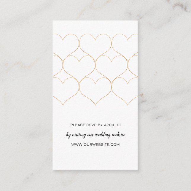 Moderne Goldene Herzen Hochzeit Rsvp Online-Karte Begleitkarte (Vorderseite)