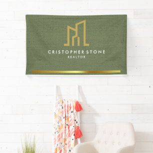 Moderne Goldene Immobilien Olive Green Makler Banner