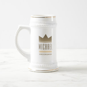 Moderne goldene Kronen Brautjungfer Begleiter Bierglas