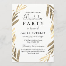 Moderne Goldene Leaf Bachelor Party einladen