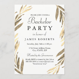Moderne Goldene Leaf Bachelor Party einladen Einladung