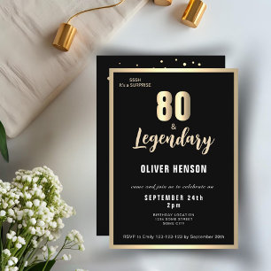 Moderne goldene metallische Überraschung zum 80. G Einladung