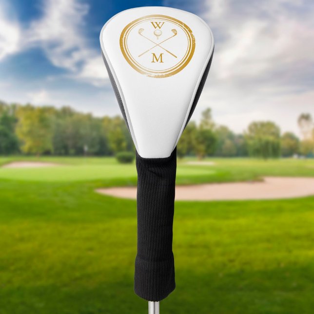 Moderne goldene Monogramm-Initialen Golf Headcover (Von Creator hochgeladen)