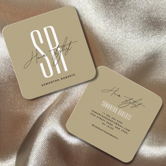 Moderne goldene Monogramm-Initialen quadratisch Quadratische Visitenkarte (Von Creator hochgeladen)