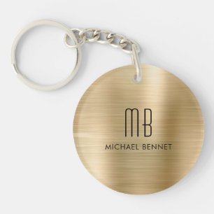 Moderne goldene Monogramm-Prägung Schlüsselanhänger