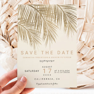 Moderne goldene Palme Elfenbein Save-the-Date Save The Date