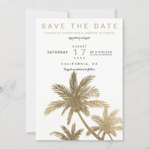 Moderne goldene Palmenbäume elegante Save-the-Date Save The Date
