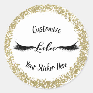 Moderne goldene Pinselstrich-Glamour-Make-up-Wimpe Runder Aufkleber