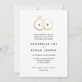 Moderne Goldene Ringe Hochzeitseinladung Einladung