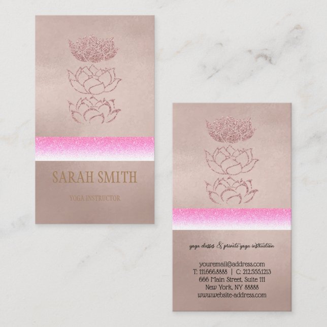 Moderne goldene Rose Lotus Visitenkarte (Vorne/Hinten)