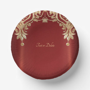Moderne goldene rote Floral Pappteller