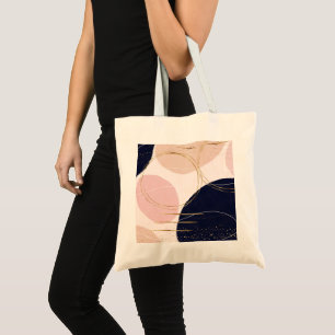 Moderne Goldene Schlaganfälle & Kreise Minimal ros Tragetasche