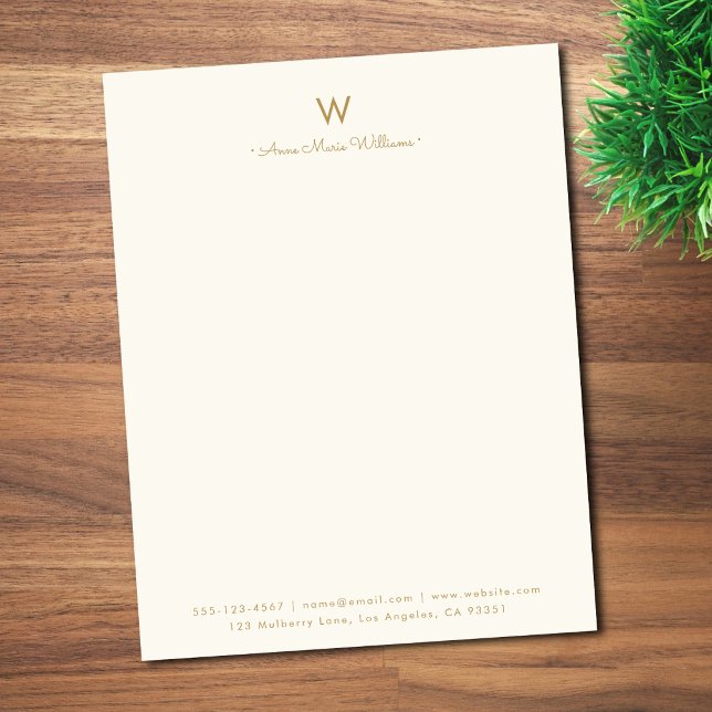 Moderne Goldene Schreibschrift-Monogramm Briefbogen (Von Creator hochgeladen)