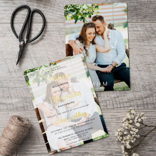 Moderne goldene Schrift 2 Fotos Hochzeit Folieneinladung