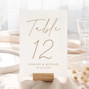 Moderne goldene Schrift Hochzeit Tischnummer Karte