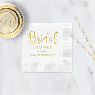 Moderne goldene Schrift Hochzeitsdusche Heirat Serviette