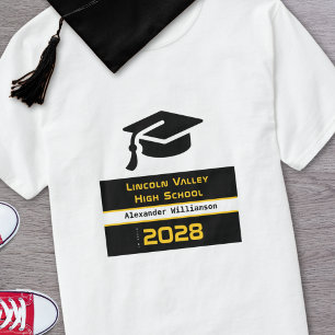 Moderne goldene schwarze High School Abschlussklas T-Shirt