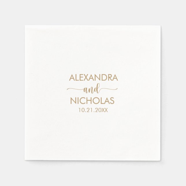Moderne Goldene Script-Hochzeit Serviette (Vorderseite)