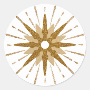 Moderne Goldene Sternenexplosion aus der Mitte des Runder Aufkleber