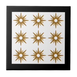 Moderne Goldene Sternenexplosion Muster   Schwarz Fliese