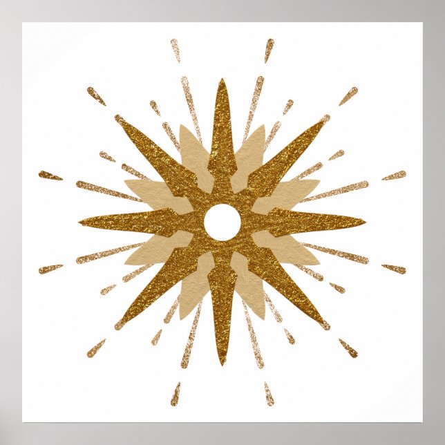 Moderne Goldene Sternexplosion Kunst, Dichtung und Poster (Vorne)