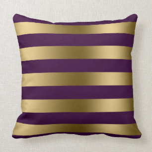 Moderne goldene Streifen Lila Hintergrund Kissen