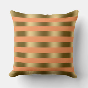 Moderne goldene Streifen mit eigenem orangefarbene Kissen