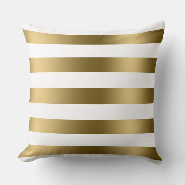 Moderne goldene Streifen weißer Hintergrund Kissen (Vorderseite)