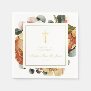 Moderne goldene Taufe Herbst Serviette