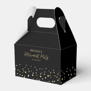 Moderne Goldene und Schwarze Konfetti-Ruhestandsfe Geschenkschachtel