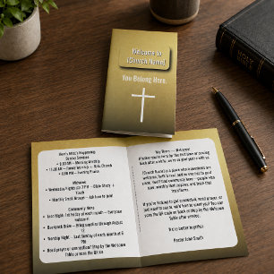Moderne Goldene Zeitgenössische Kirchenbulletin Flyer