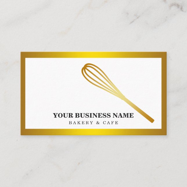 Moderne Goldfetti Whisk Konditorgebäck Koch Bäcker Visitenkarte (Vorderseite)