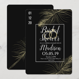Moderne Goldfolie-Feder Schwarze Hochzeits-Party Einladung