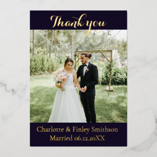 Moderne Goldfolie Hochzeit danke Karte