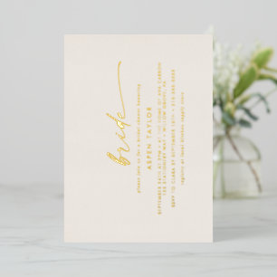 Moderne Goldfolie Schrift Elfenbraut Brautparty Folieneinladung