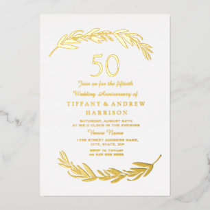 Moderne Goldfolie zum 50. Hochzeitstag Folieneinladung