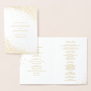 Moderne Goldfolien-Konfetti-Punkte Hochzeitsprogra Folienkarte