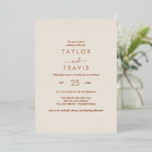 Moderne Goldfolien-Schrift Navy Casual-Hochzeit Folieneinladung