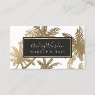 Moderne Goldfolienpalme Makeup Haar Drehbuch Visitenkarte