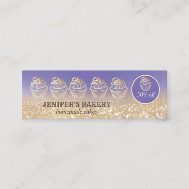 Moderne Goldglatter Kuchen hausgemachte Bäckerei Mini Visitenkarte (Vorderseite)