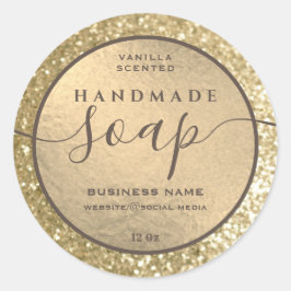 Moderne Goldglitterie-Funkelseifenlabel Runder Aufkleber